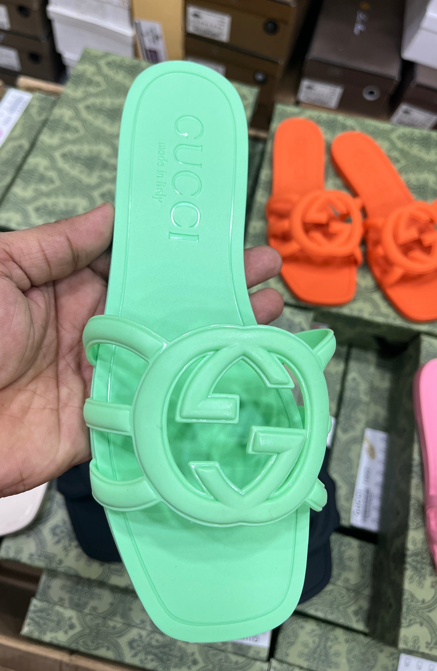 GG Interlocking Jelly Slippers