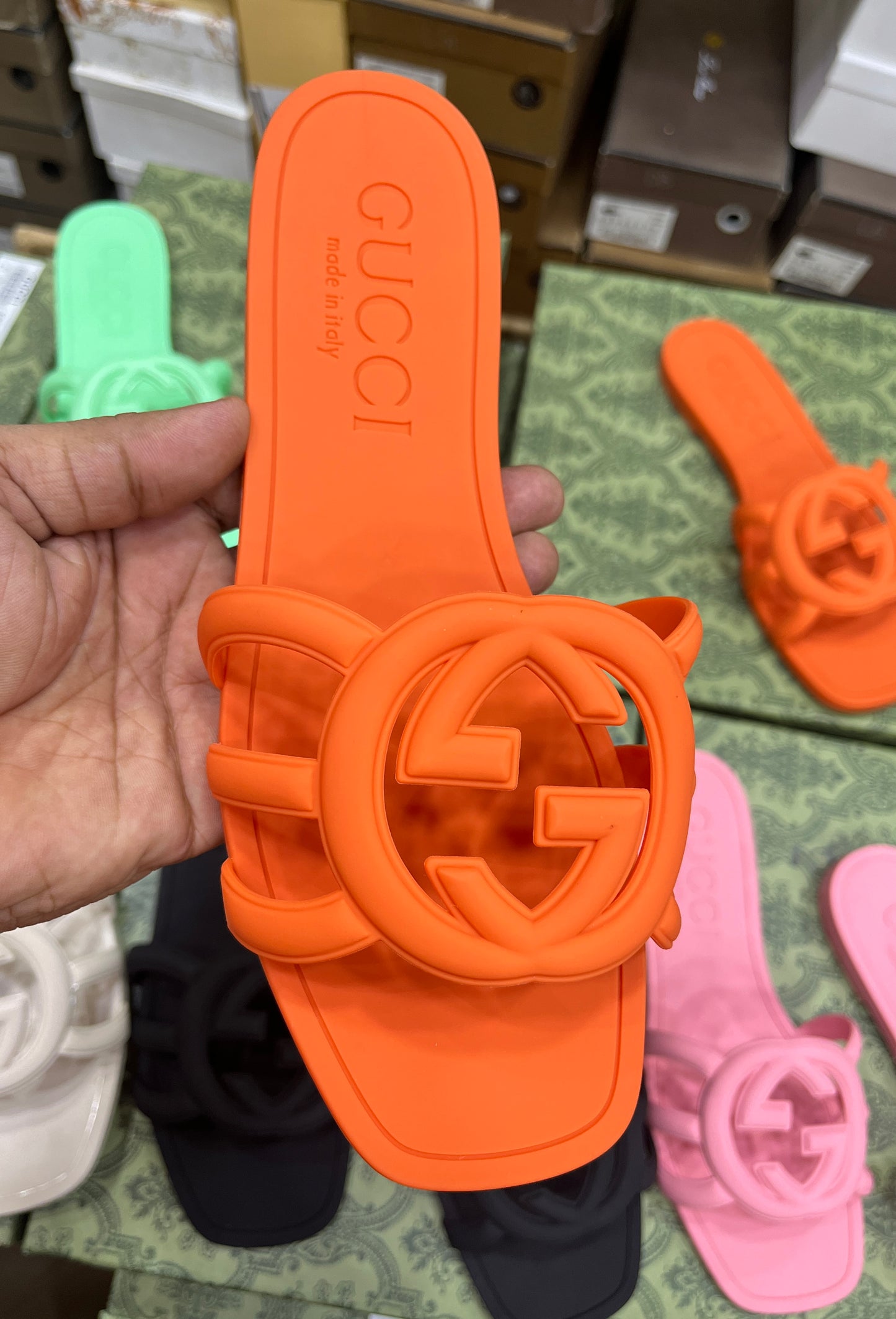 GG Interlocking Jelly Slippers