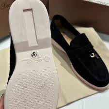 LORO PIANA SUMMER WALK LOAFERS-Black