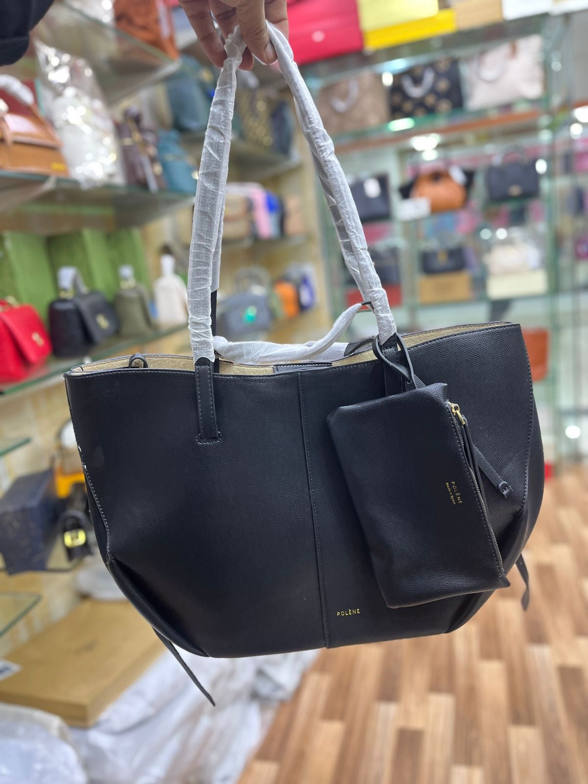 POLENE CYME EDITION TEXTURED TAUPE
