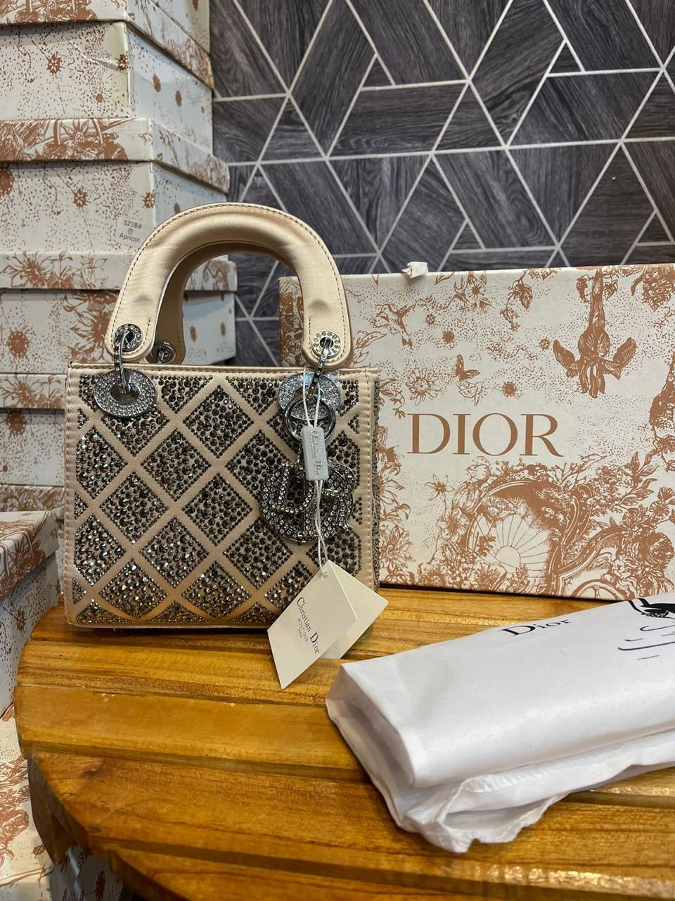 D I O R Stone Studded Bag