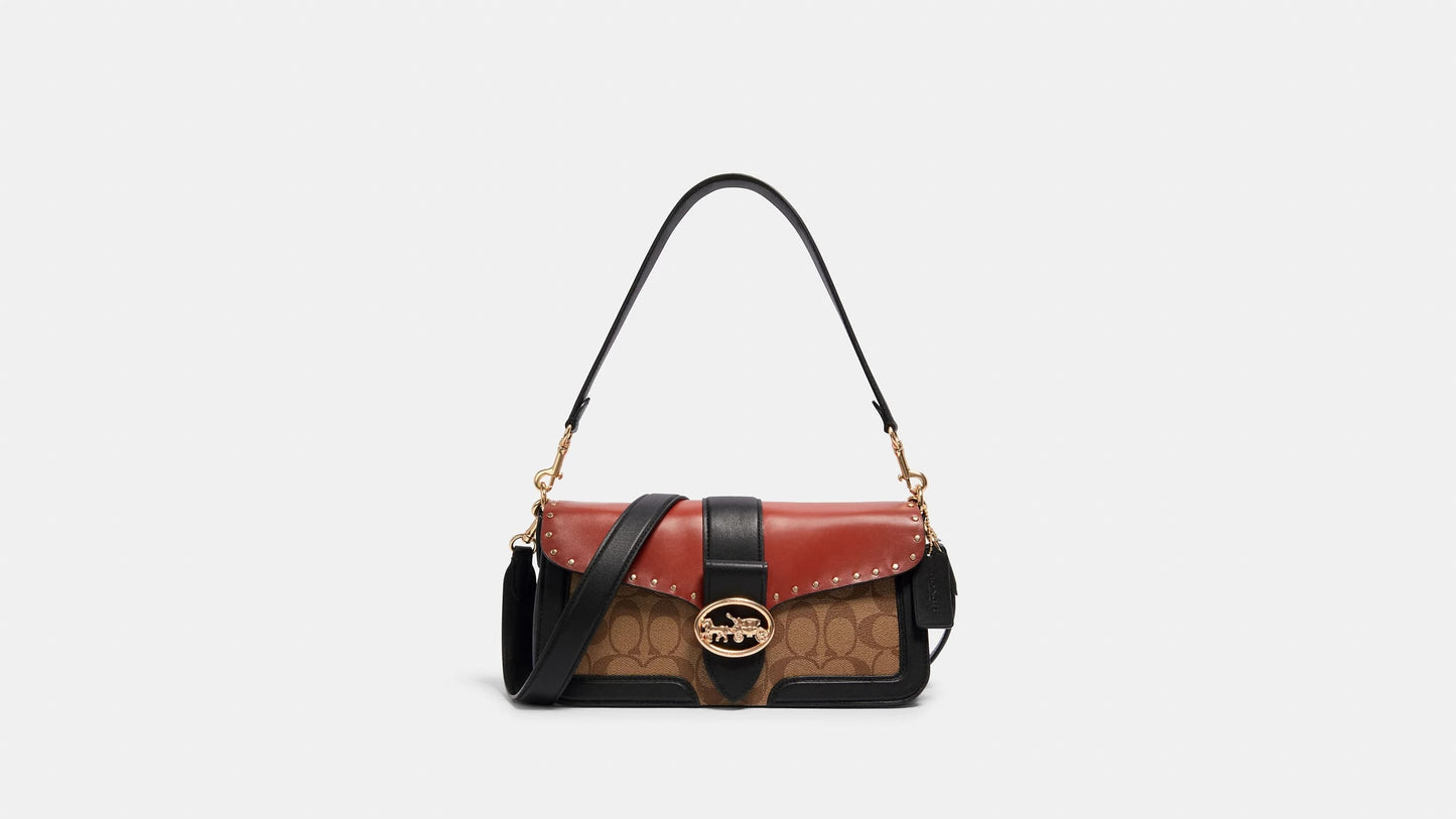 *COACH*
Georgie Shoulder Bag In Colorblock Signature Canvas & Daisy Embroidery