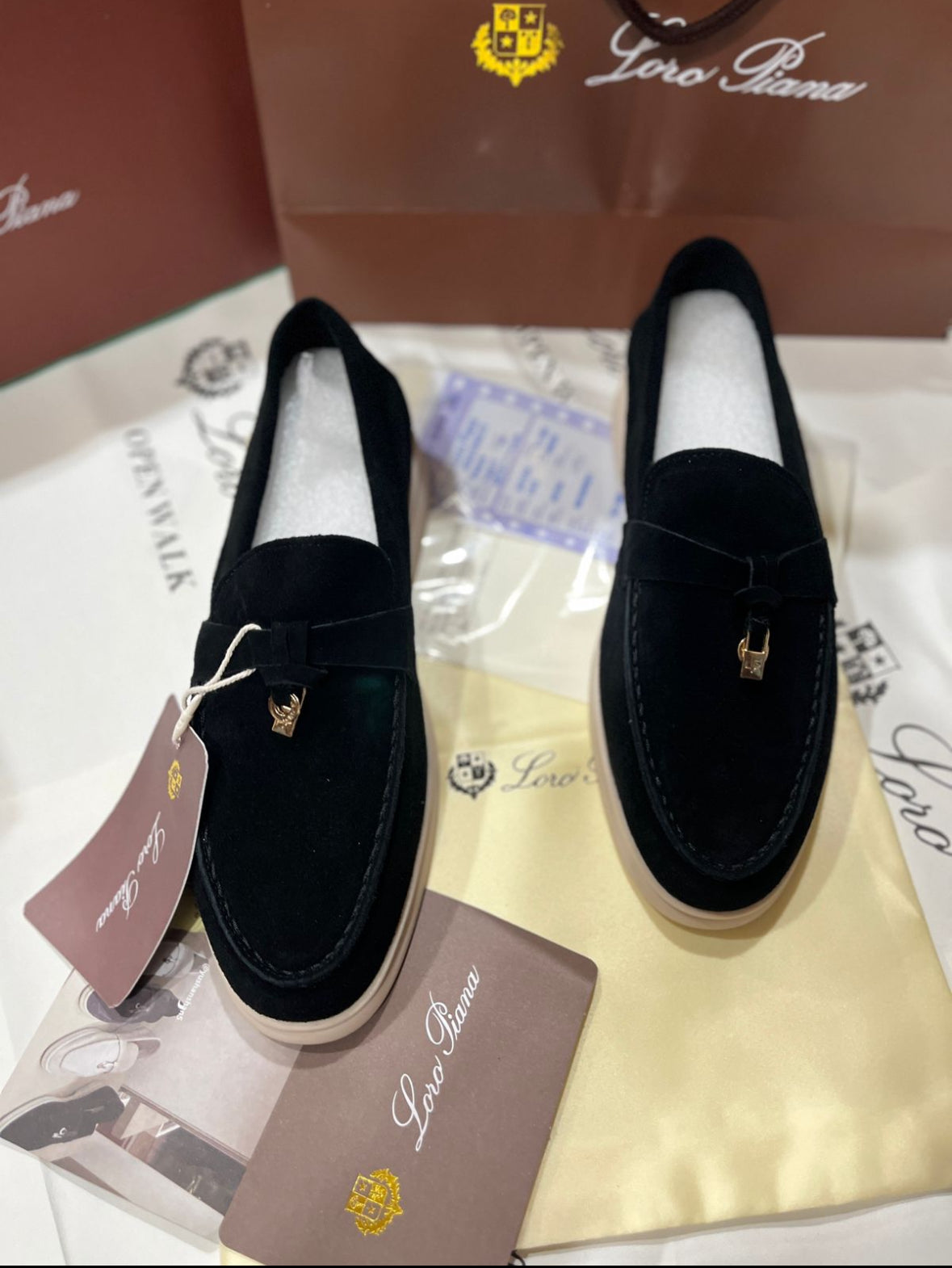 LORO PIANA SUMMER WALK LOAFERS-Black