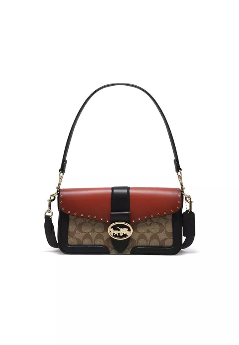 *COACH*
Georgie Shoulder Bag In Colorblock Signature Canvas & Daisy Embroidery