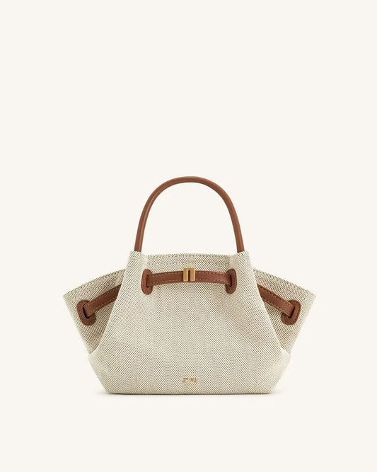 JW PIE HANA MINI FAUX SUEDE TOTE BAG - BROWN CANVAS
