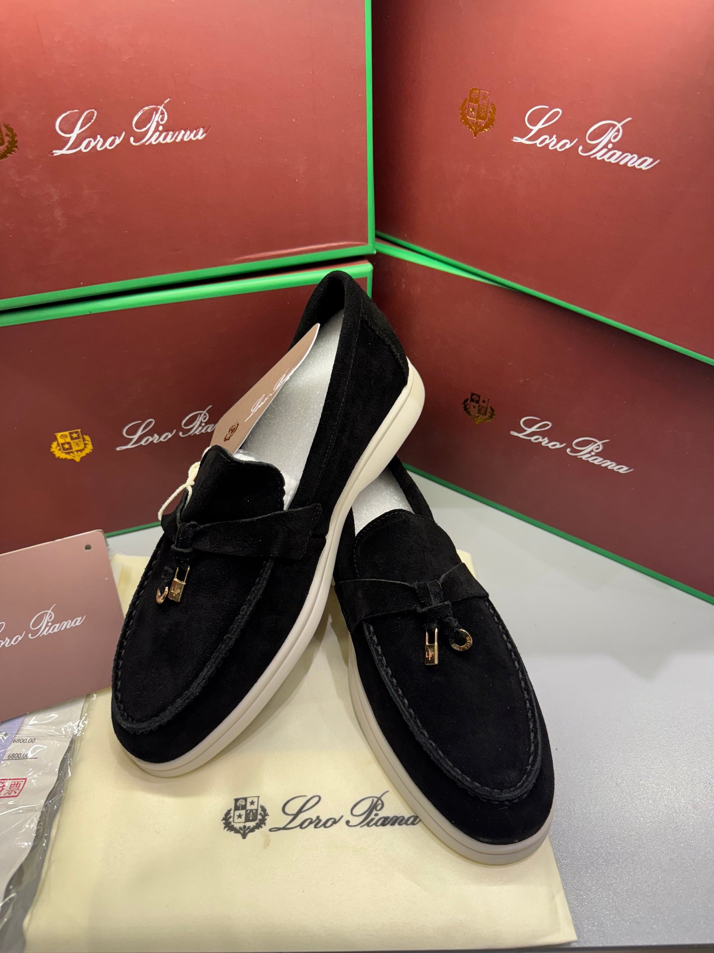 LORO PIANA SUMMER WALK LOAFERS-Black
