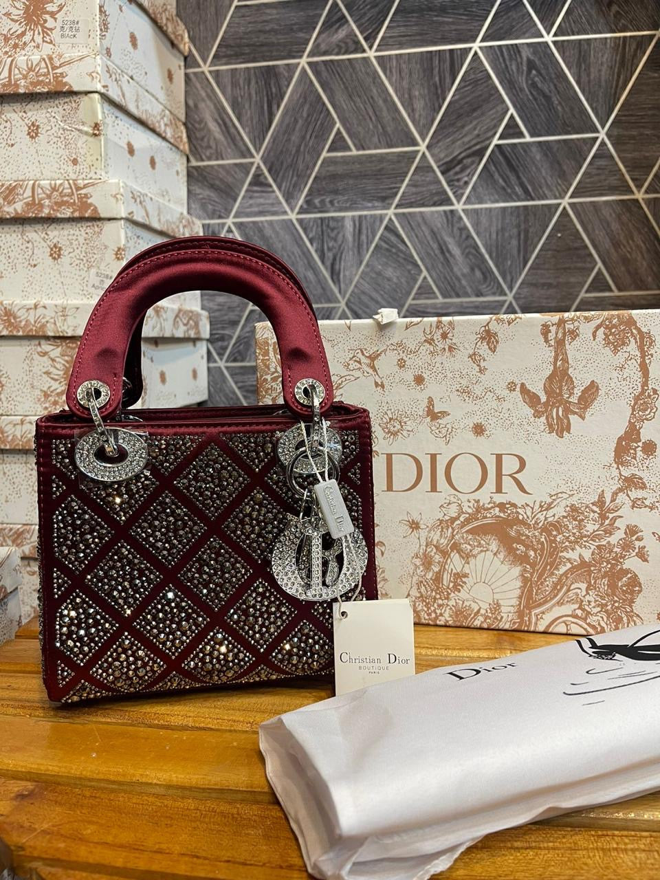D I O R Stone Studded Bag