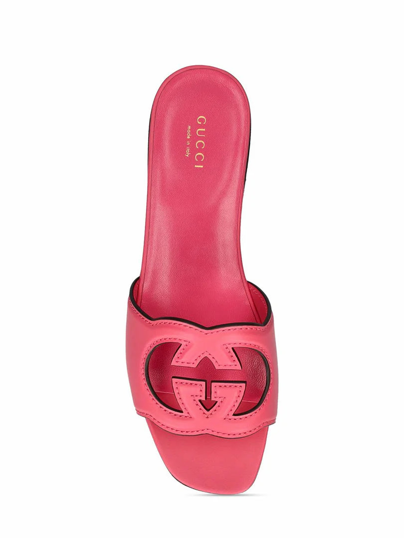 GUCCI INTERLOCKING SLIDES IN PINK