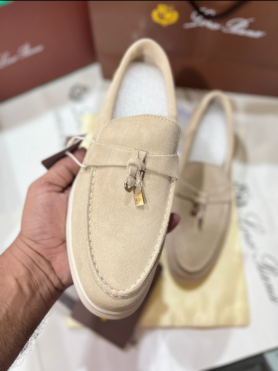 LORO PIANA SUMMER WALK LOAFERS-BEIGE
