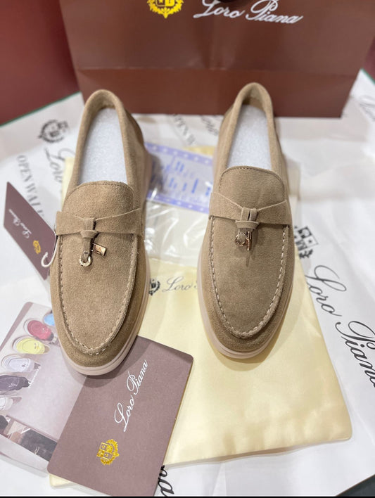 LORO PIANA SUMMER WALK LOAFERS-KHAKI