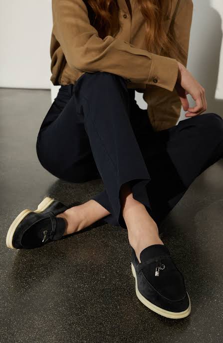 LORO PIANA SUMMER WALK LOAFERS-Black