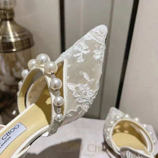 JIMMY CHOO PEARL HEEL IN WHITE COLOUR